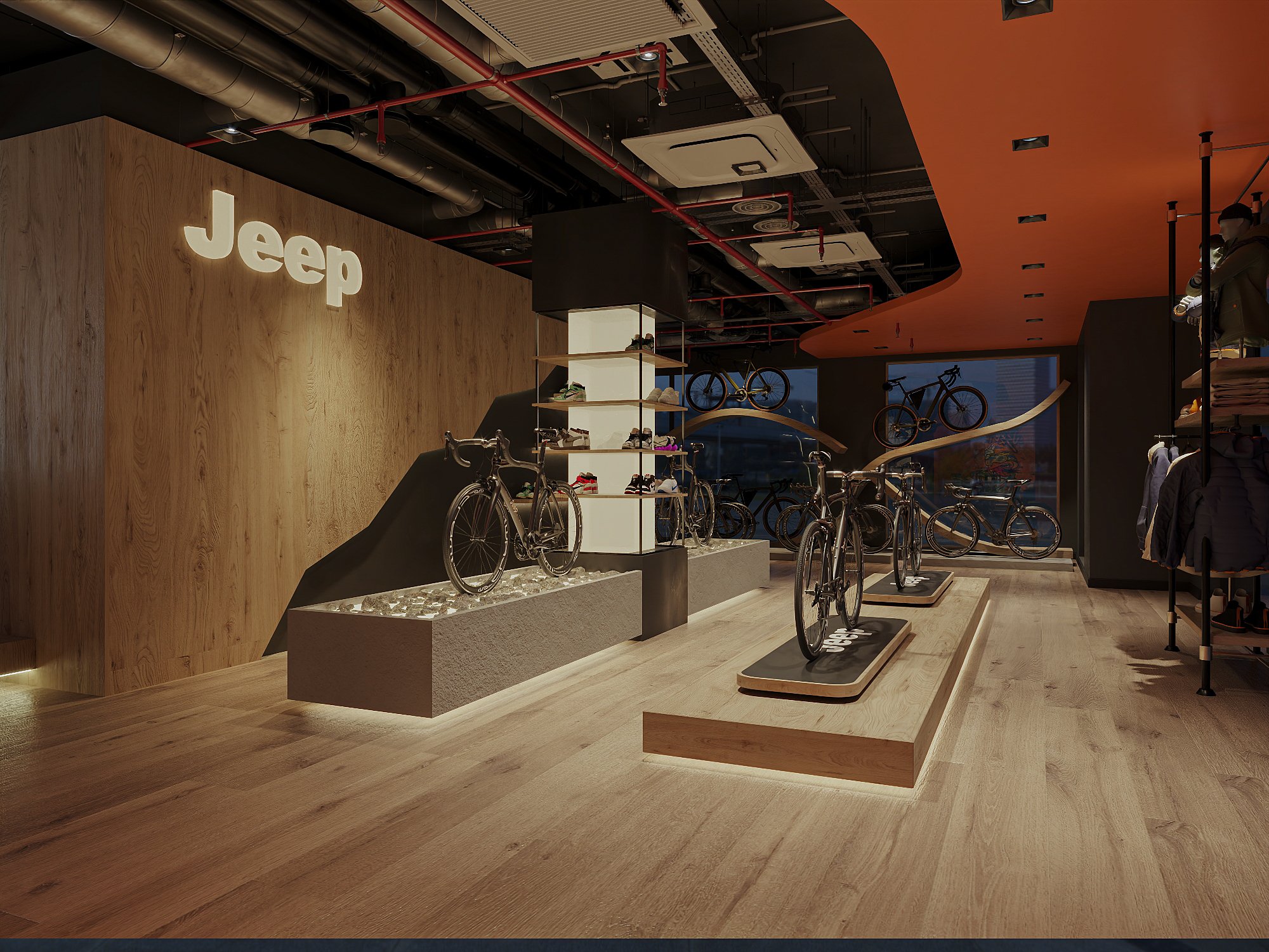 Thiết kế nội thất Showroom Jeep Bicycle